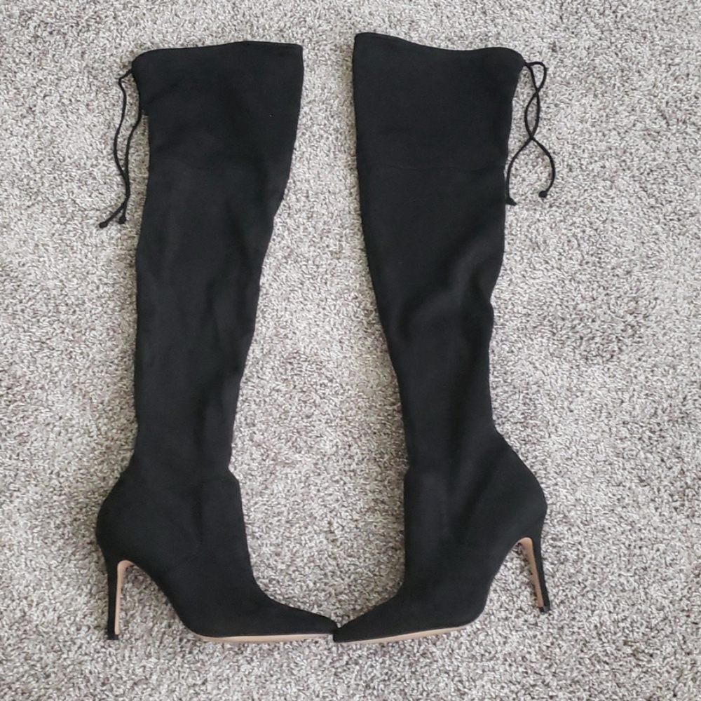 Aldo Black Suede Over the Knee Boots